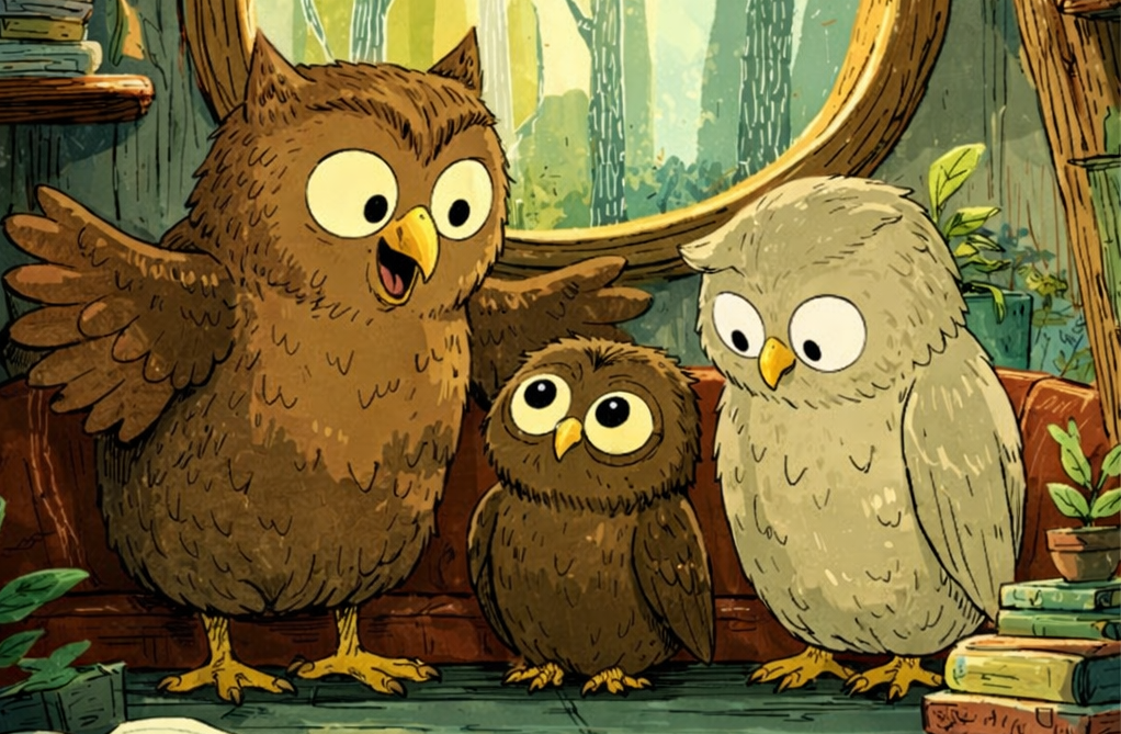 Jamo the Owl with his parents